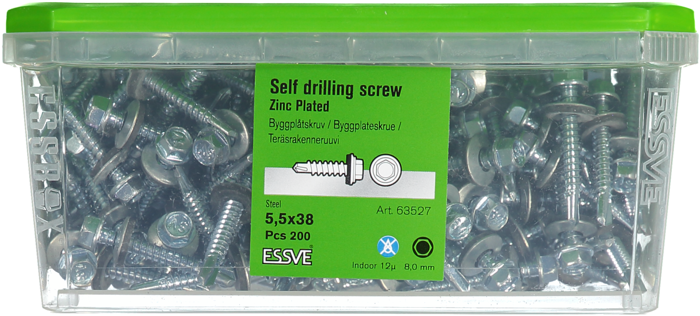 BYGGPLÅTSKRUV ESSVE BORRSP SEXKANTS M BRI FZB 29MM 5,5X38 200