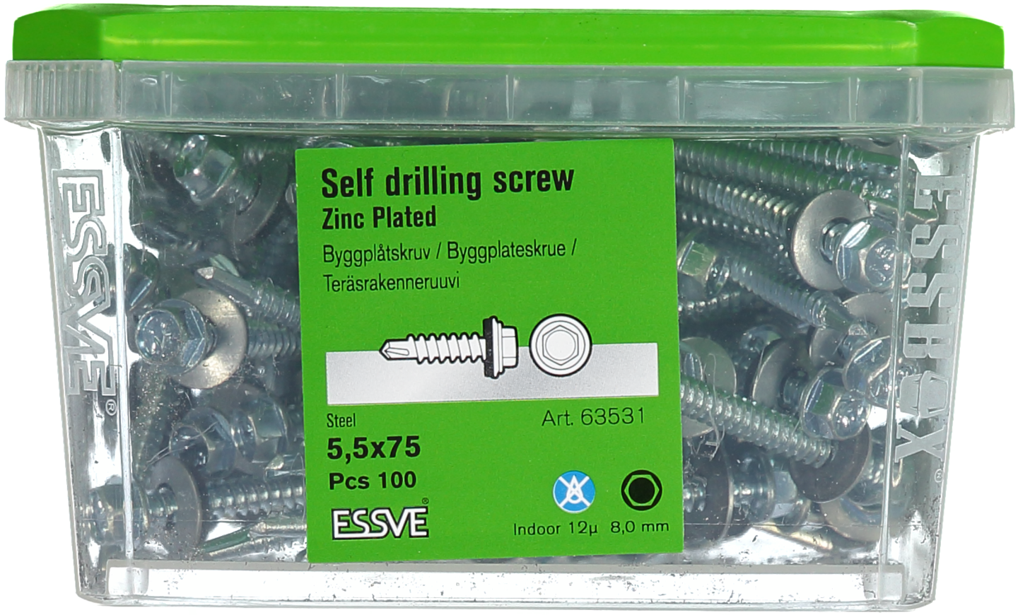 BYGGPLÅTSKRUV BS 6KB FZB 5,5X75 100ST