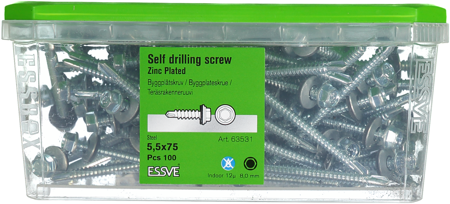 BYGGPLÅTSKRUV BS 6KB FZB 5,5X75 100ST