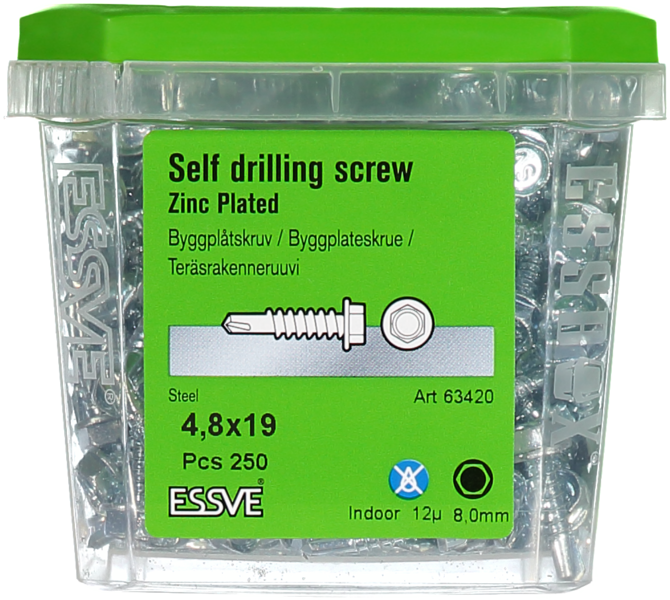 BYGGPLÅTSKRUV BS 6K FZB 4,8X19 250ST