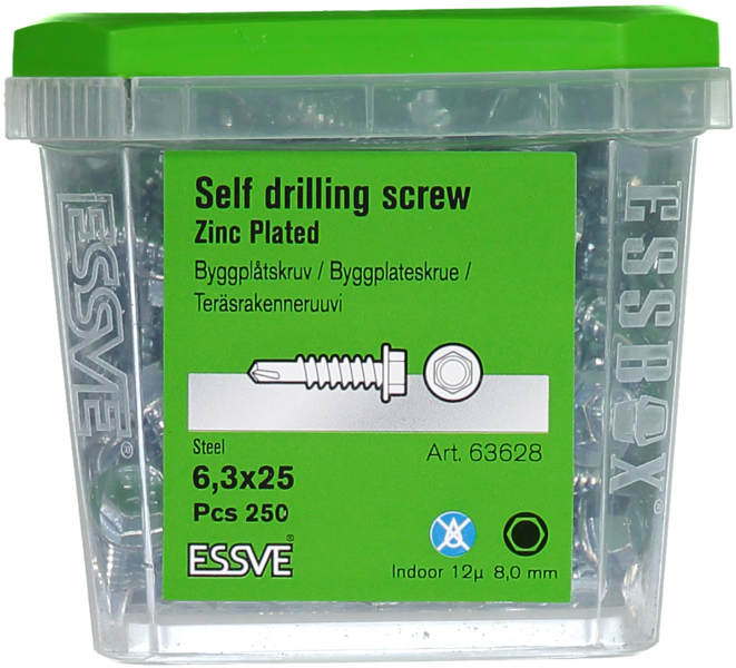 BYGGPLÅTSKRUV BS 6K FZB 6,3X25 FP/250