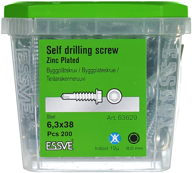 BYGGPLÅTSKRUV BS 6K FZB 6,3X38 FP/200