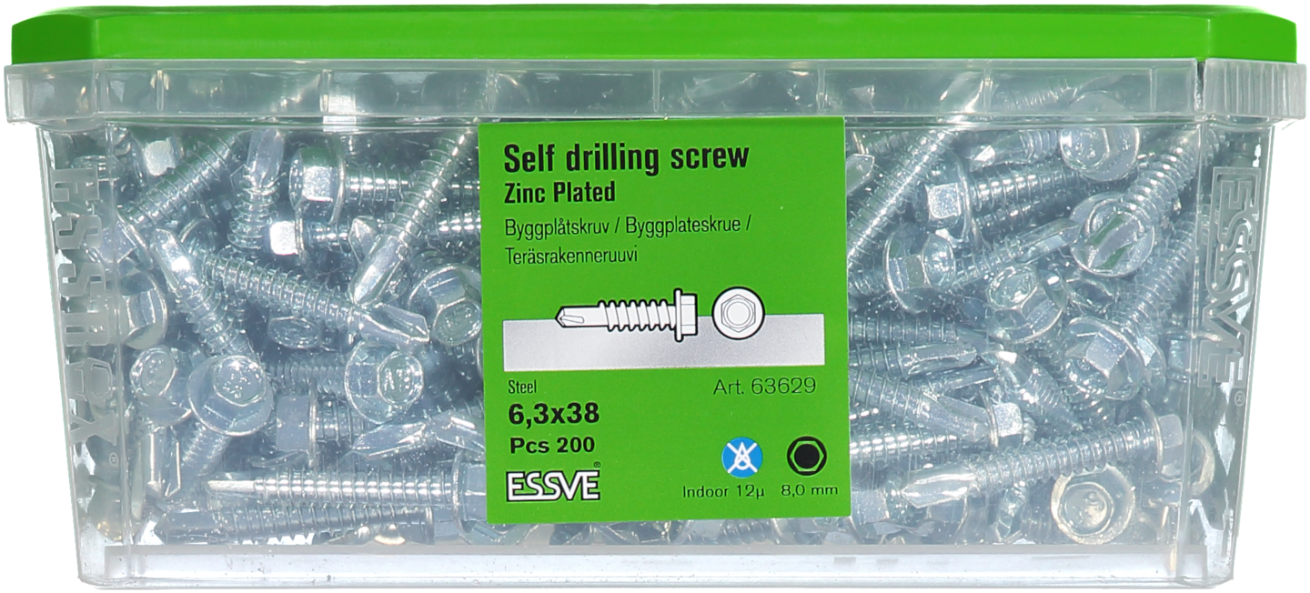 BYGGPLÅTSKRUV BS 6K FZB 6,3X38 FP/200