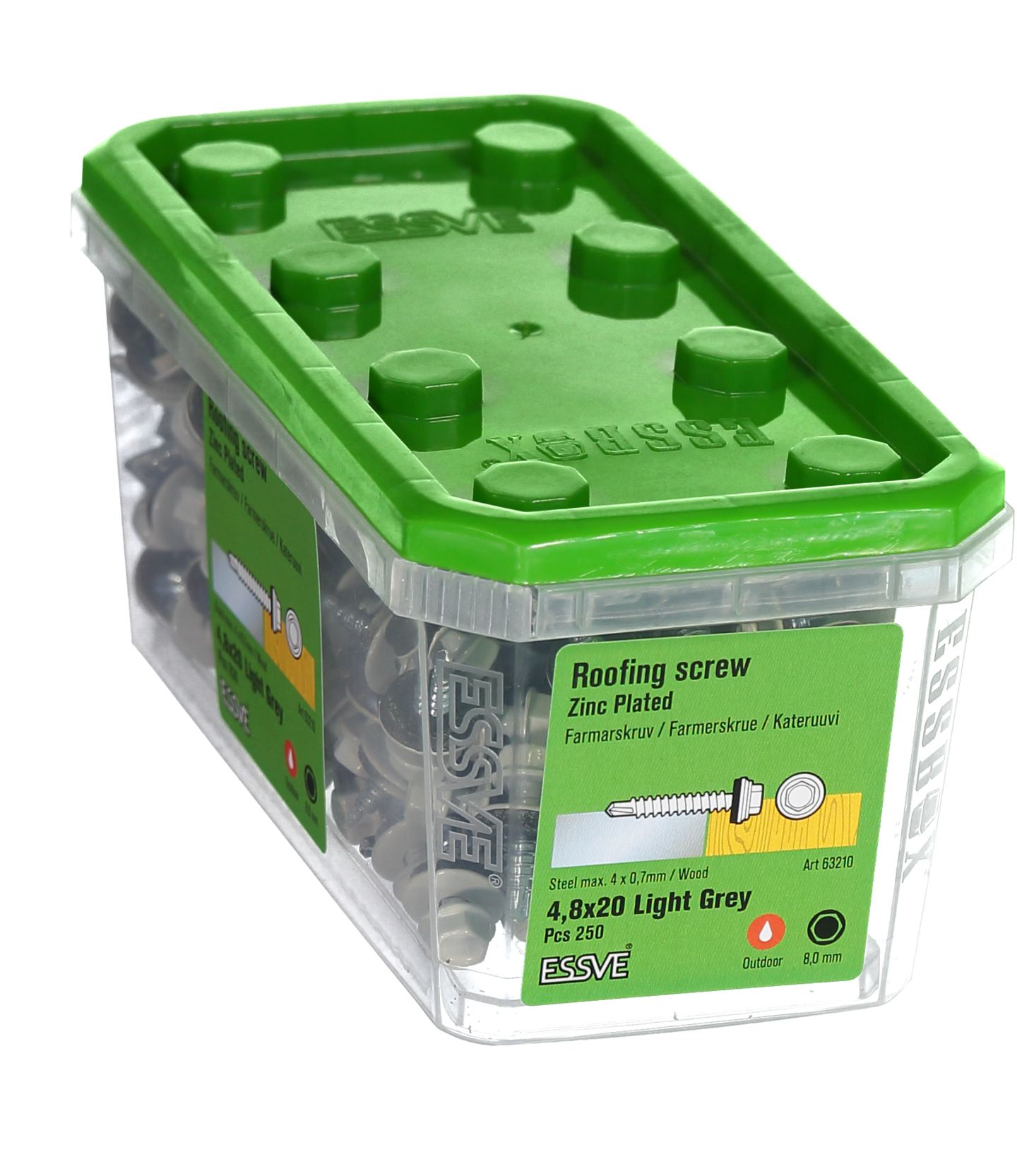 FARMARSKRUV ESSVE BORRSPETS SEXKANTS HUVUD M BRICKA LGRÅ 4,8X20 250