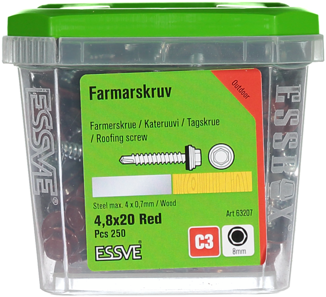 FARMARSKRUV BS RÖD 4.8X20 250ST