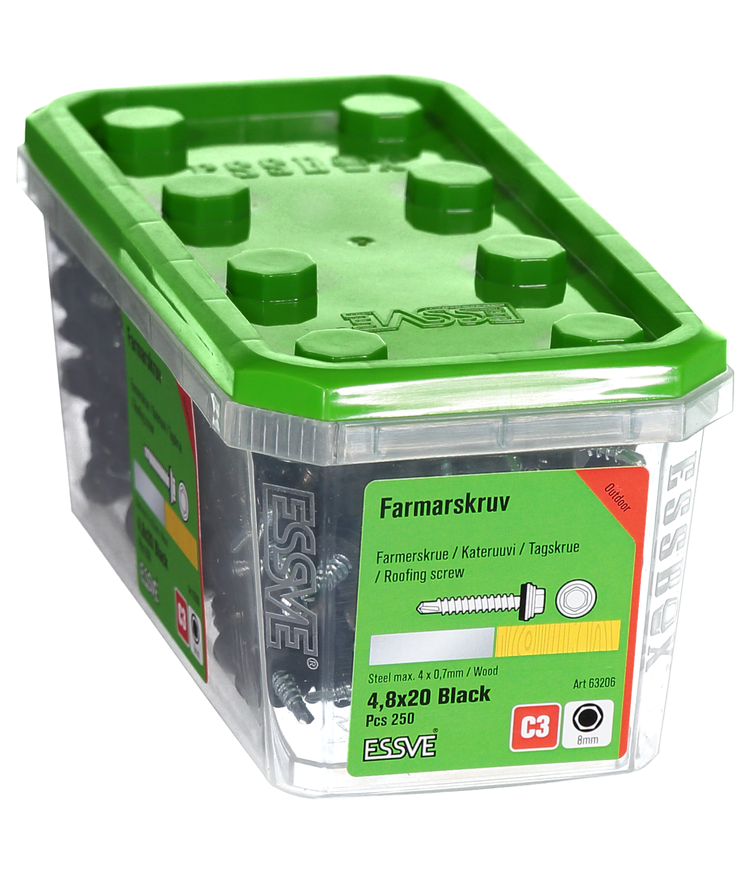 FARMARSKRUV SVART 4,8X20 250ST MED BORRSPETS