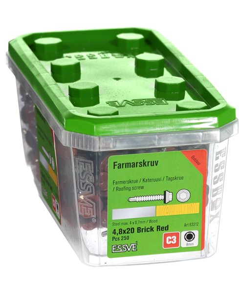 FARMARSKRUV T-RÖD 4,8X20 250ST MED BORRSPETS