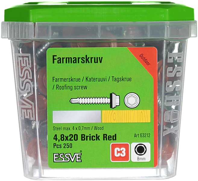 FARMARSKRUV T-RÖD 4,8X20 250ST MED BORRSPETS