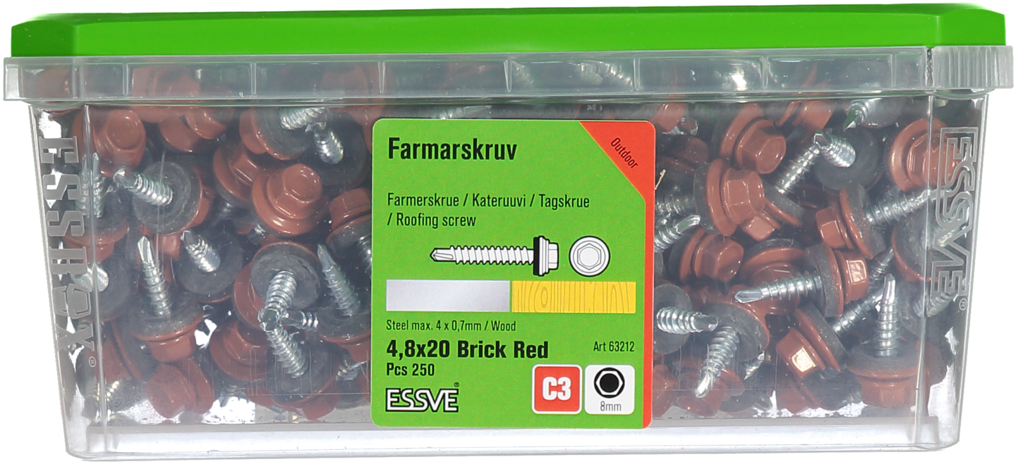 FARMARSKRUV T-RÖD 4,8X20 250ST MED BORRSPETS