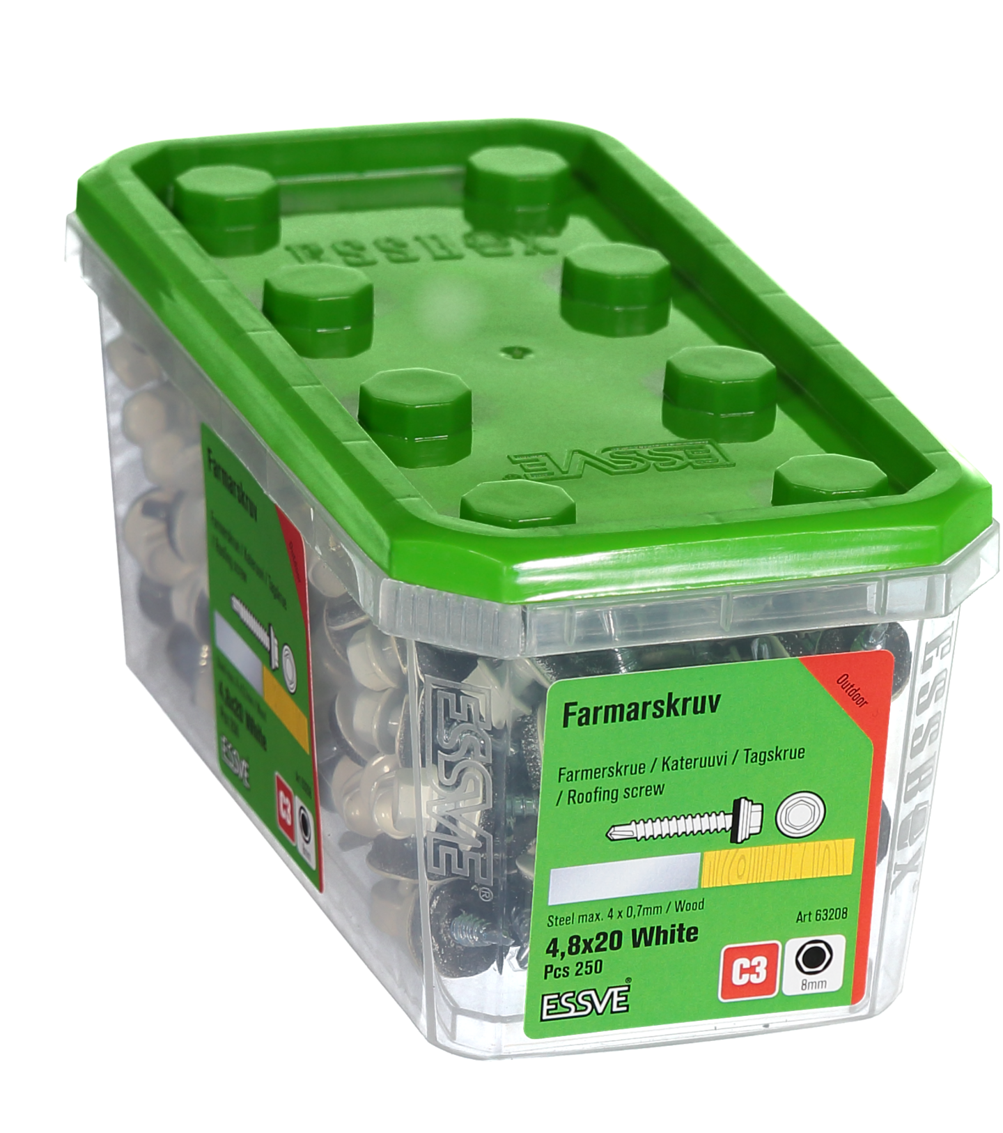 FARMARSKRUV VIT 4,8X20 250ST MED BORRSPETS