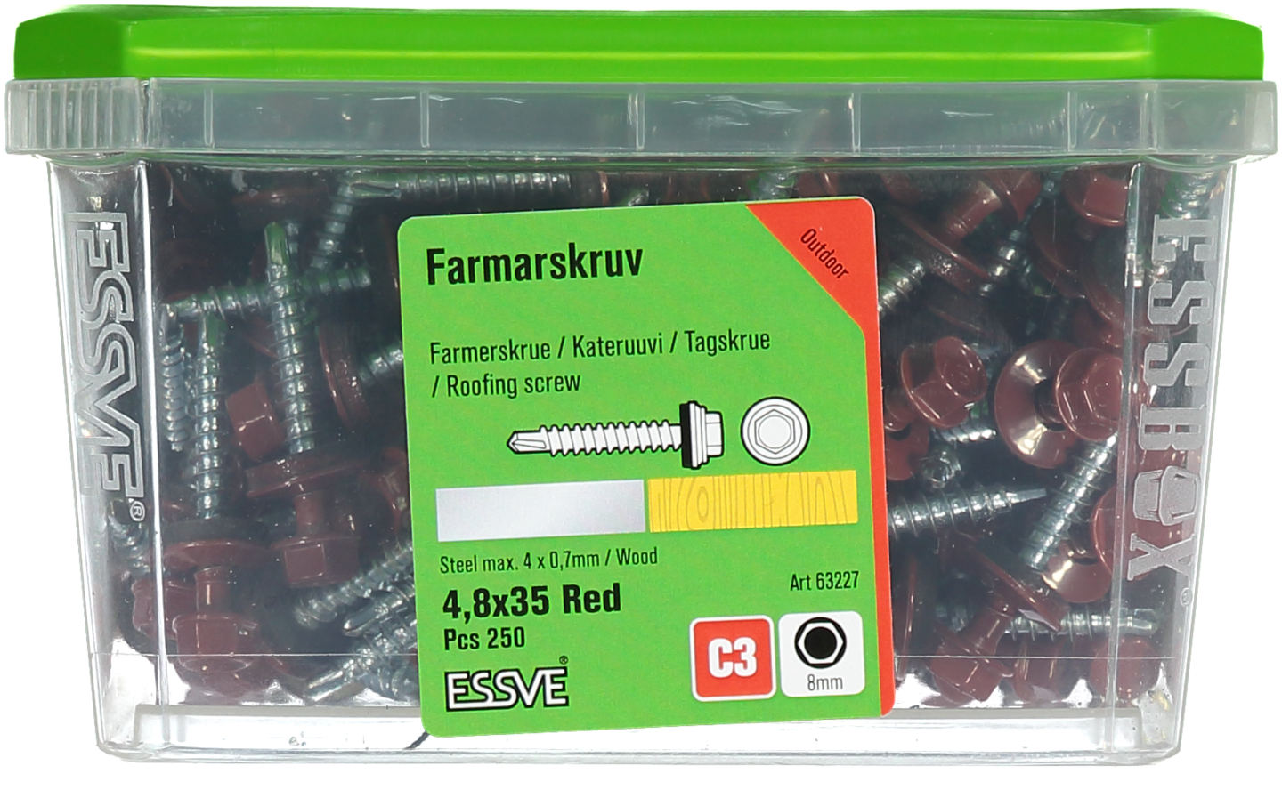 FARMARSKRUV RÖD 4,8X35 250ST MED BORRSPETS