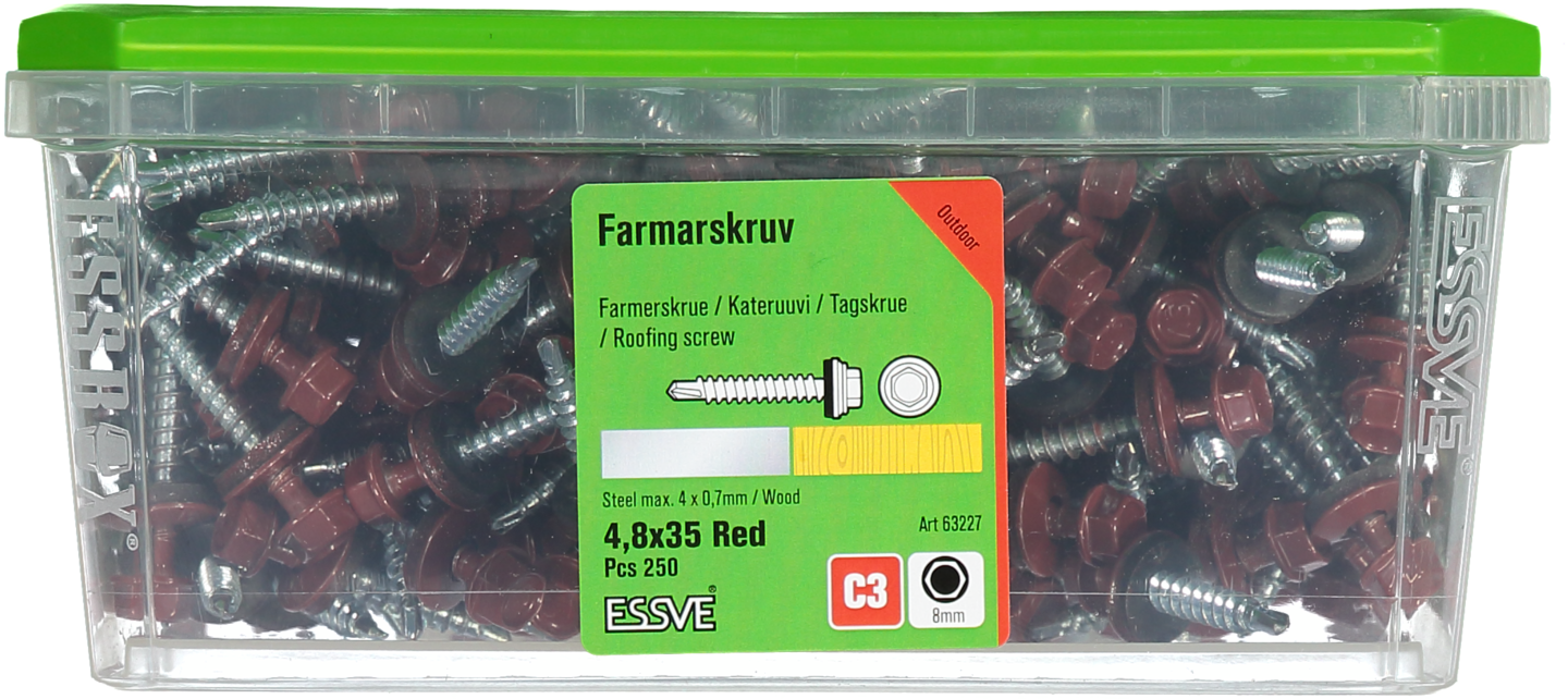 FARMARSKRUV RÖD 4,8X35 250ST MED BORRSPETS