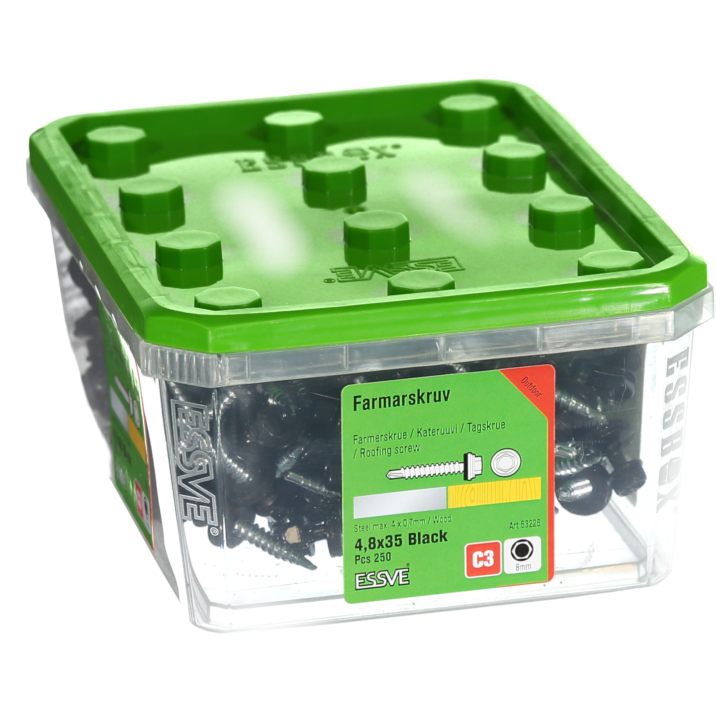 FARMARSKRUV SVART 4,8X35 250ST MED BORRSPETS
