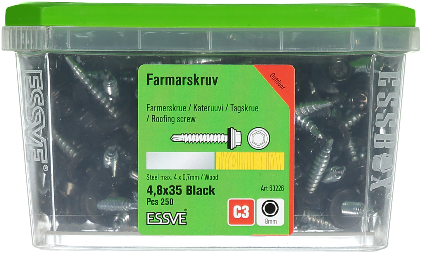 FARMARSKRUV SVART 4,8X35 250ST MED BORRSPETS