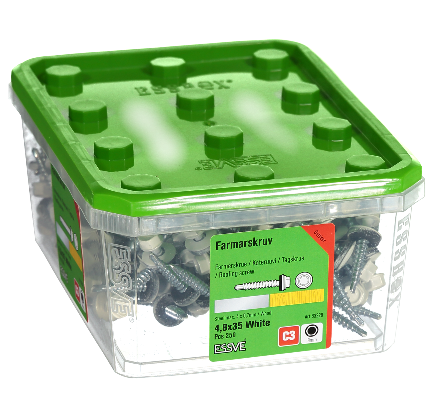 FARMARSKRUV VIT 4,8X35 250ST MED BORRSPETS