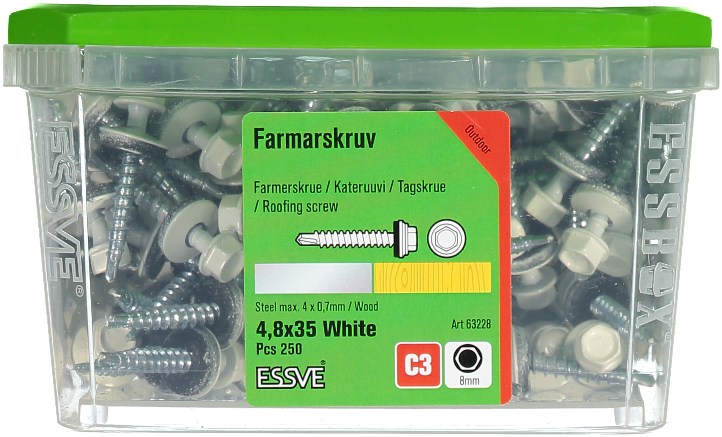 FARMARSKRUV VIT 4,8X35 250ST MED BORRSPETS