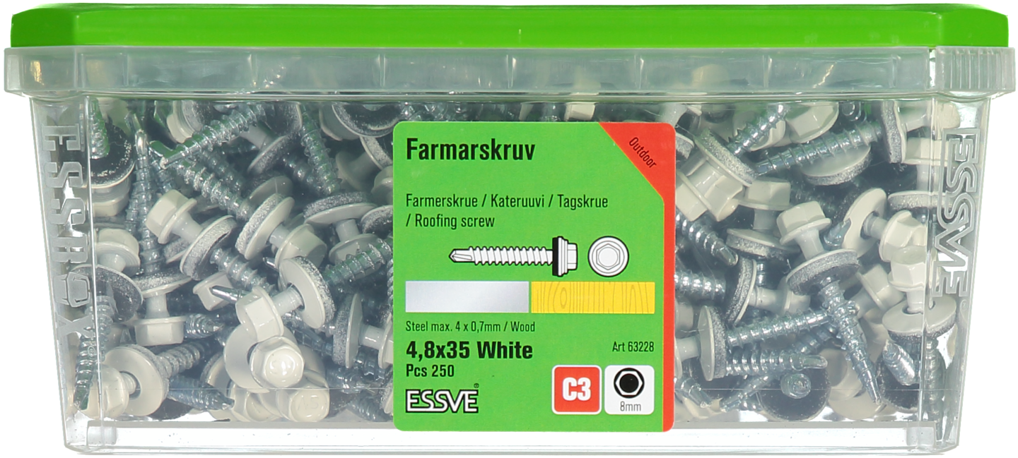 FARMARSKRUV VIT 4,8X35 250ST MED BORRSPETS