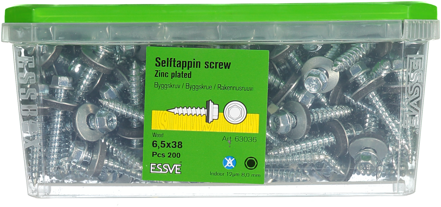 BYGGPLÅTSKRUV A 6KB FZB 6.5X38 200ST