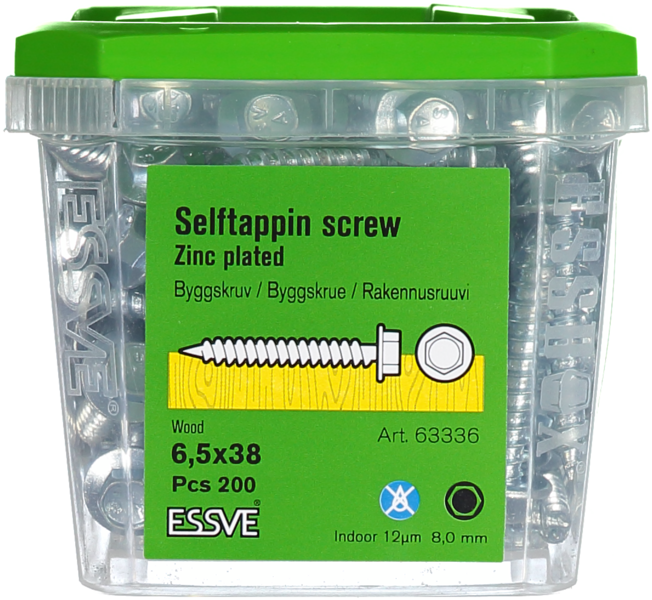 BYGGPLÅTSKRUV A 6KF FZB 6.5X38 FP/200