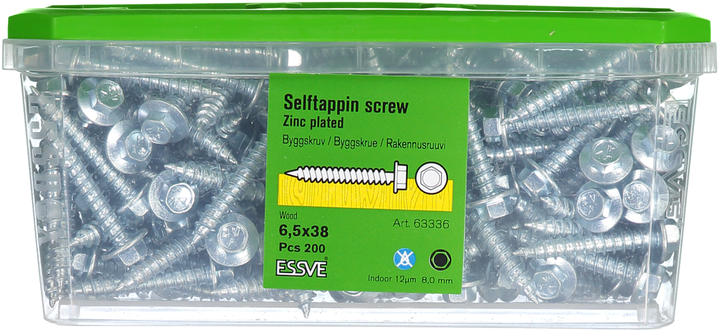 BYGGPLÅTSKRUV A 6KF FZB 6.5X38 FP/200