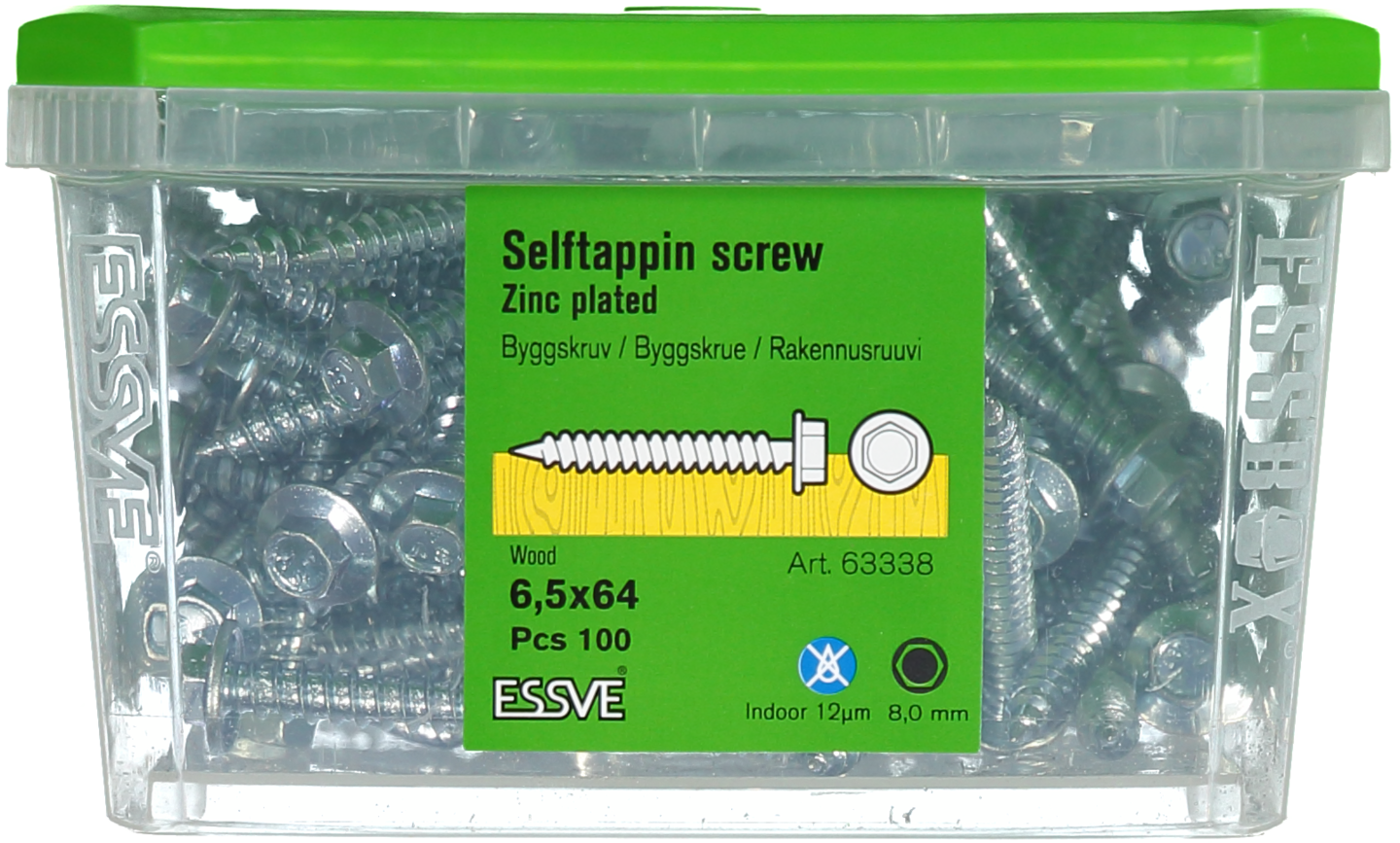 BYGGPLÅTSKRUV A 6KF FZB 6.5X64 FP/100