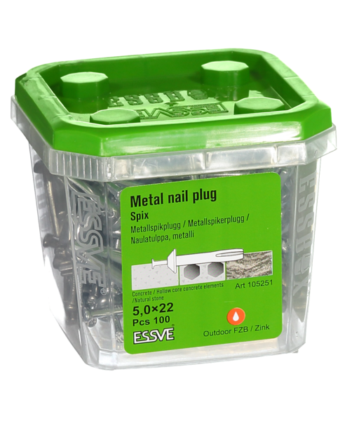 METALLSPIKPLUGG ZN 5X22 100ST SPIX