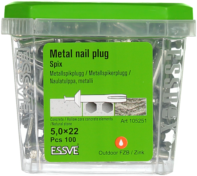 METALLSPIKPLUGG ZN 5X22 100ST SPIX