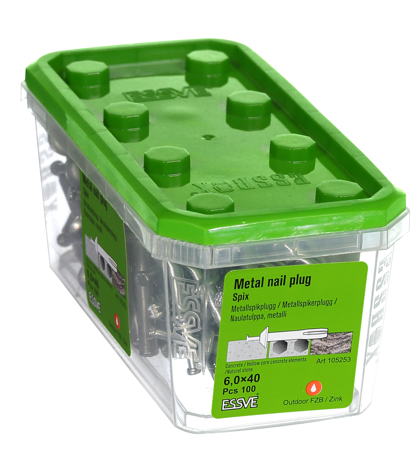 METALLSPIKPLUGG ZN 6X40 100ST SPIX