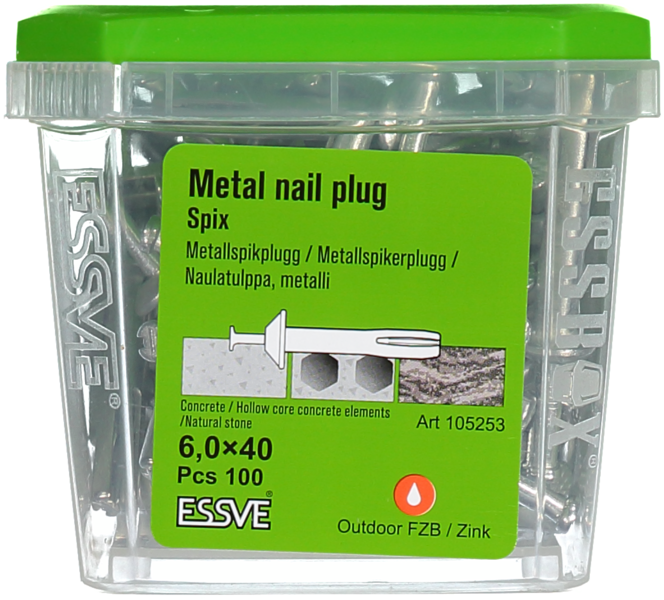 METALLSPIKPLUGG ZN 6X40 100ST SPIX