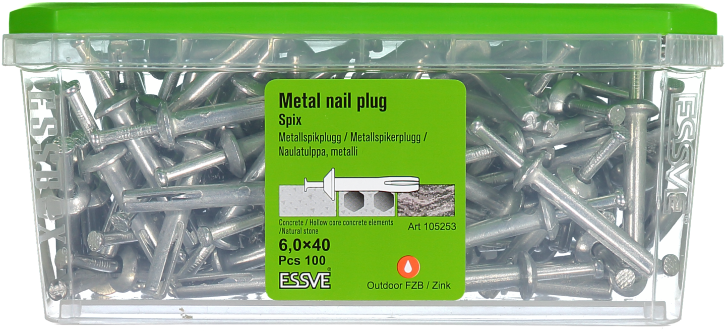 METALLSPIKPLUGG ZN 6X40 100ST SPIX
