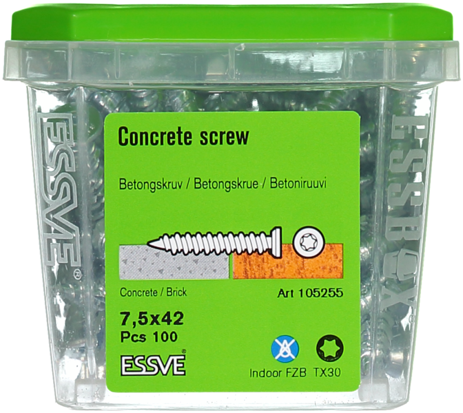 BETONGSKRUV FZB 7,5X42MM 100ST TX30 FÖRSÄNKT SKALLE