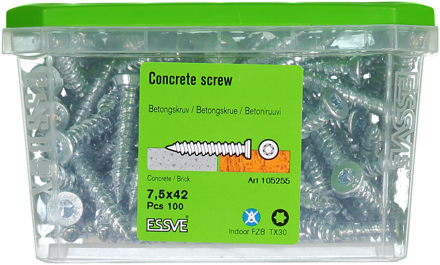 BETONGSKRUV FZB 7,5X42MM 100ST TX30 FÖRSÄNKT SKALLE