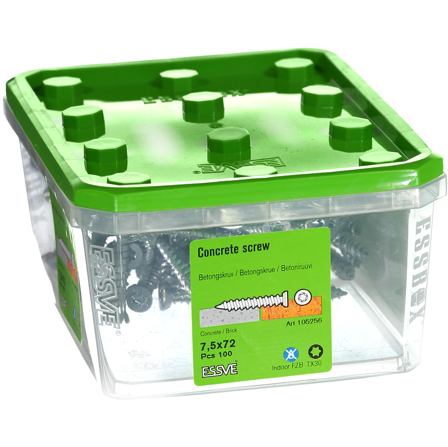 BETONGSKRUV FZB 7,5X72MM 100ST TX30 FÖRSÄNKT SKALLE