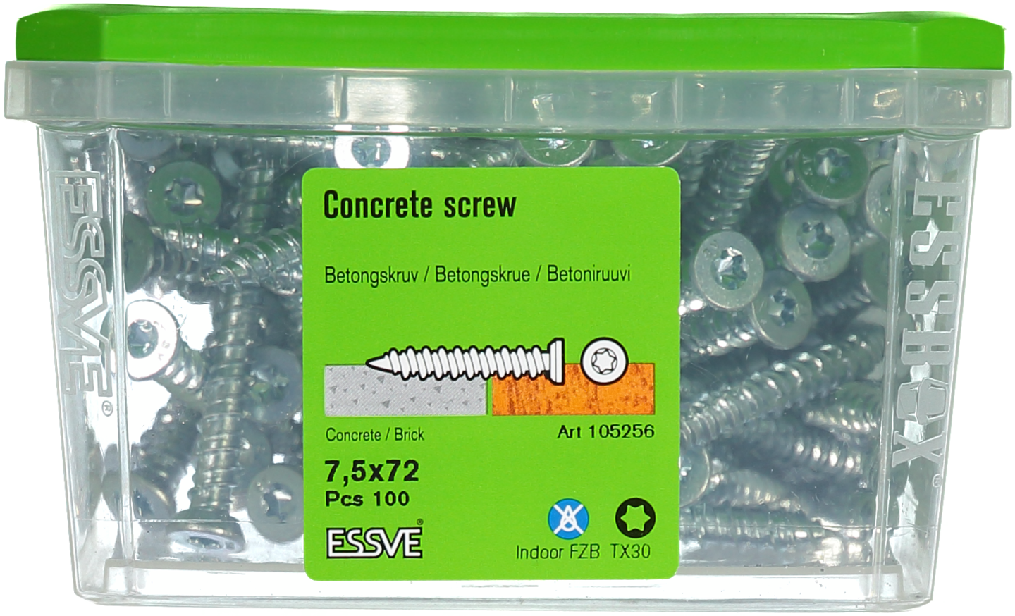 BETONGSKRUV FZB 7,5X72MM 100ST TX30 FÖRSÄNKT SKALLE