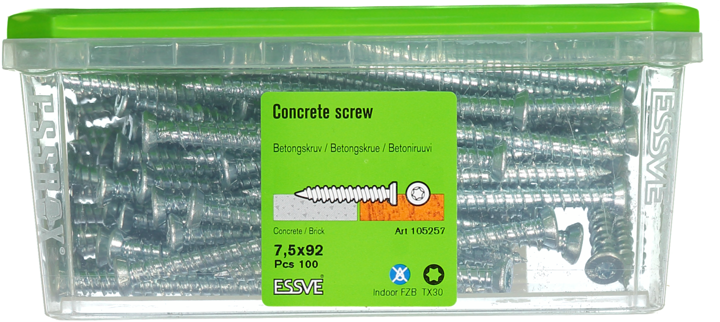 BETONGSKRUV FZB 7,5X92MM 100ST TX30 FÖRSÄNKT SKALLE