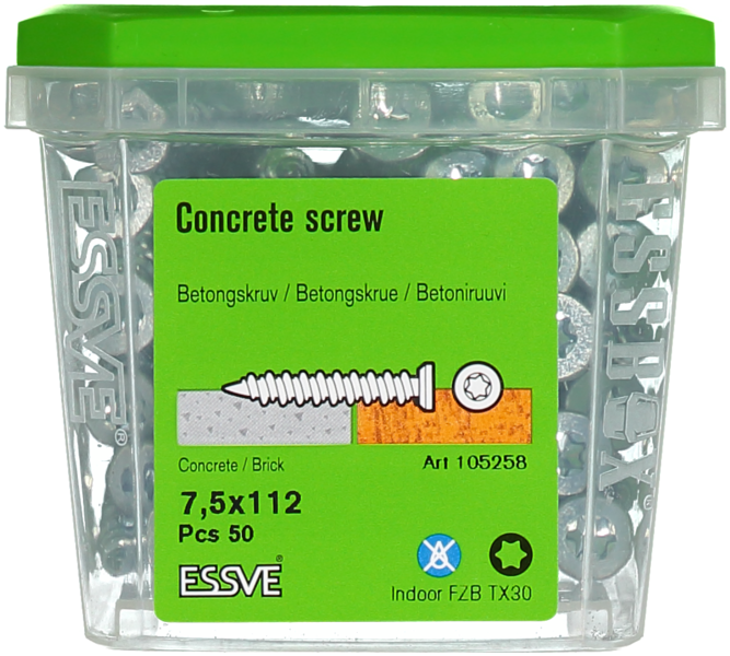 BETONGSKRUV FZB 7,5X112MM 50ST TX30 FÖRSÄNKT SKALLE