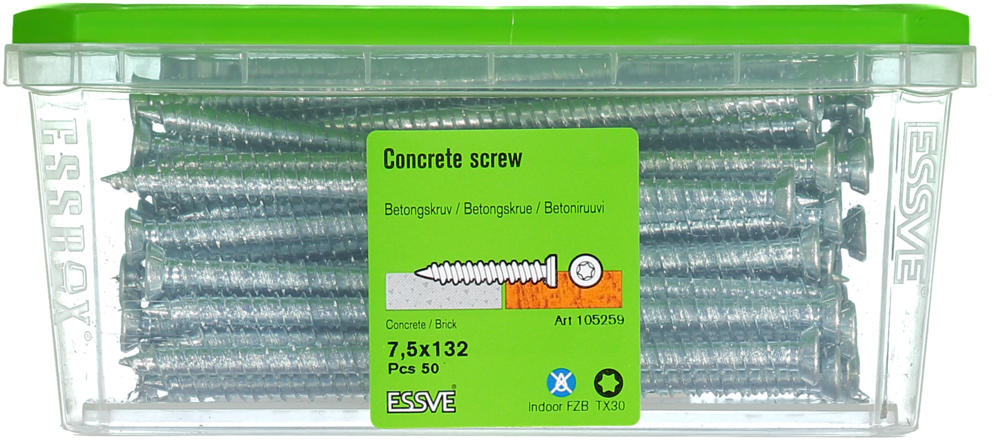 BETONGSKRUV FZB 7,5X132MM 50ST TX30 FÖRSÄNKT