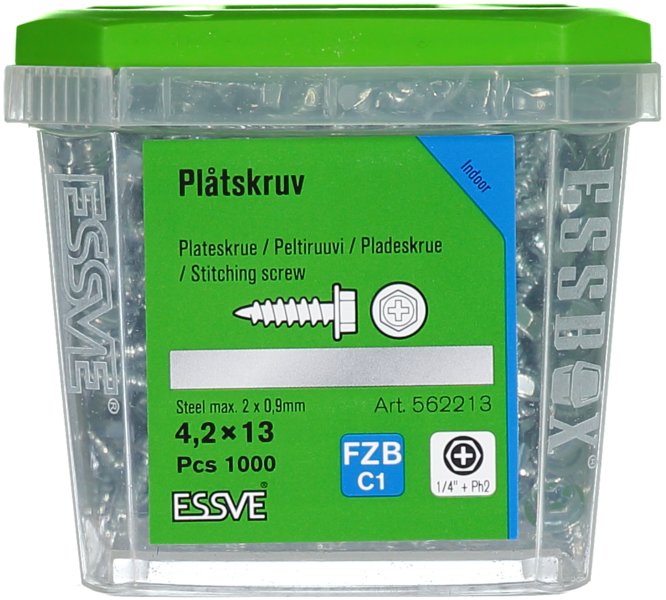 BYGGPLÅTSKRUV AB FZB 4.2X13 1000ST