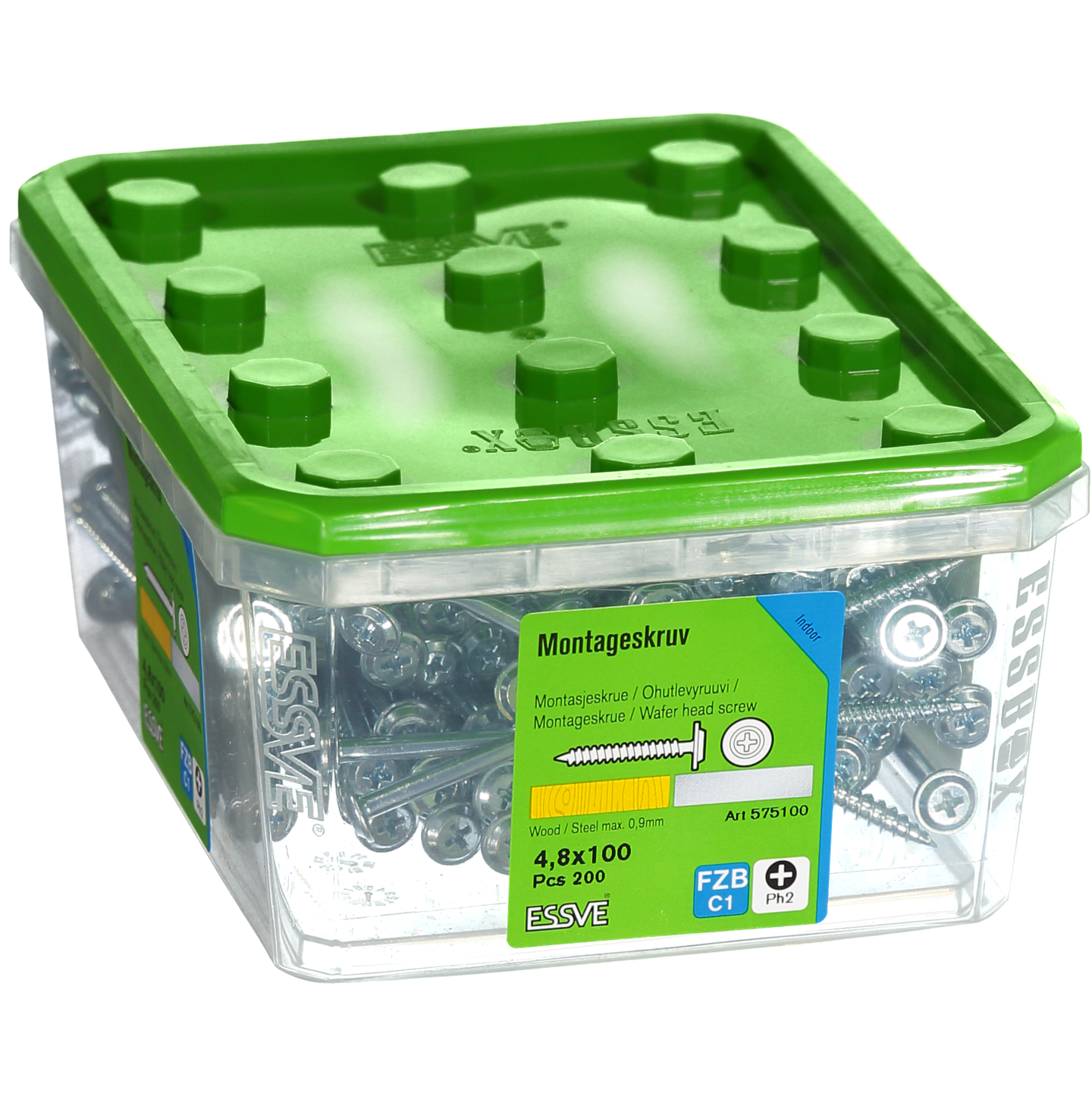 MONTAGESKRUV ESSVE MED VASS SPETS PH2 FZB 4,8X100 200ST