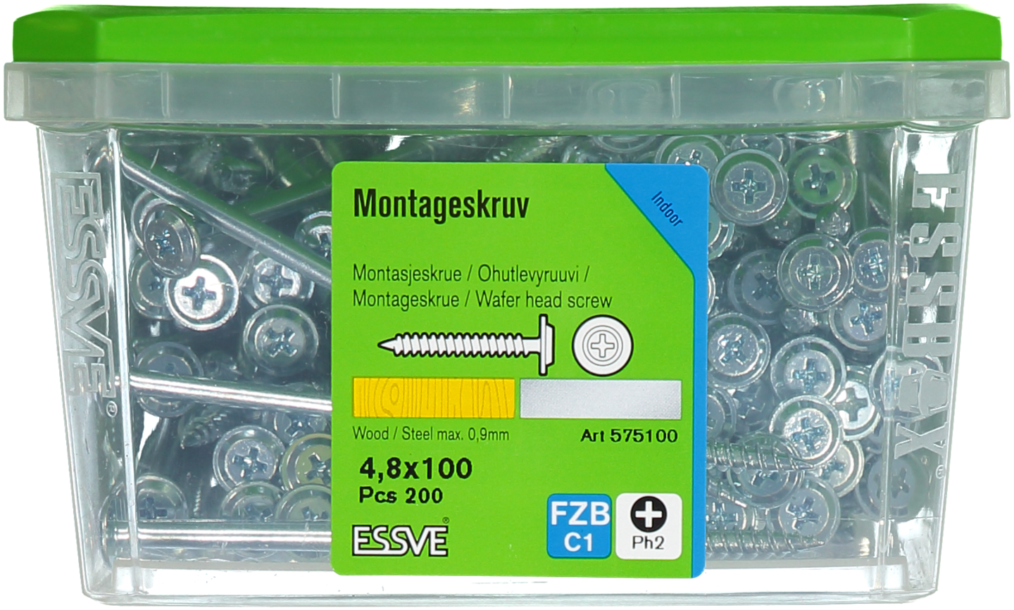 MONTAGESKRUV ESSVE MED VASS SPETS PH2 FZB 4,8X100 200ST