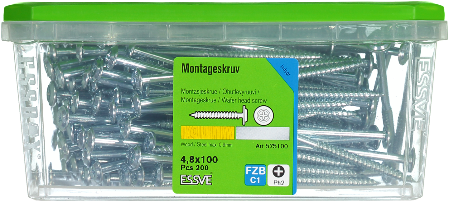 MONTAGESKRUV ESSVE MED VASS SPETS PH2 FZB 4,8X100 200ST