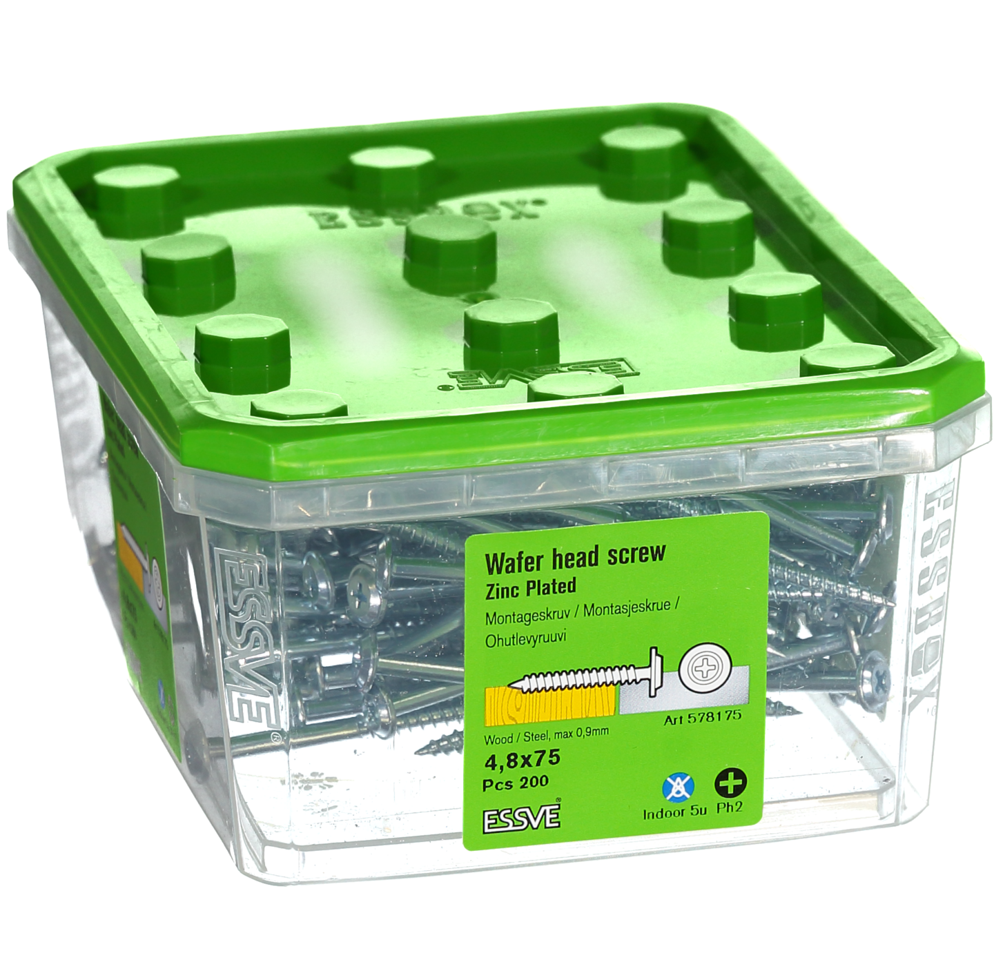 MONTAGESKRUV ESSVE MED VASS SPETS PH2 FZB 4,8X75 200ST 200ST