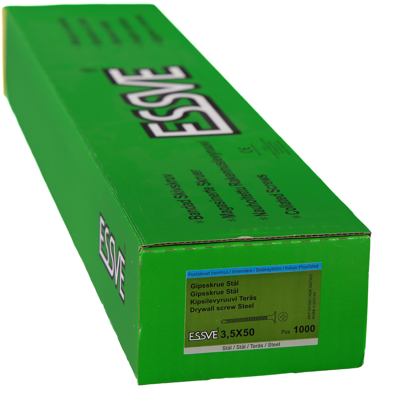 GIPSSKRUV ESSVE BANDAD MED BORRSPETS PH2 FOSFATERAD 3,5X50 1000ST