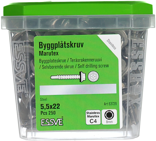 BYGGPLÅTSKRUV BMB A2 5.5X22 250ST