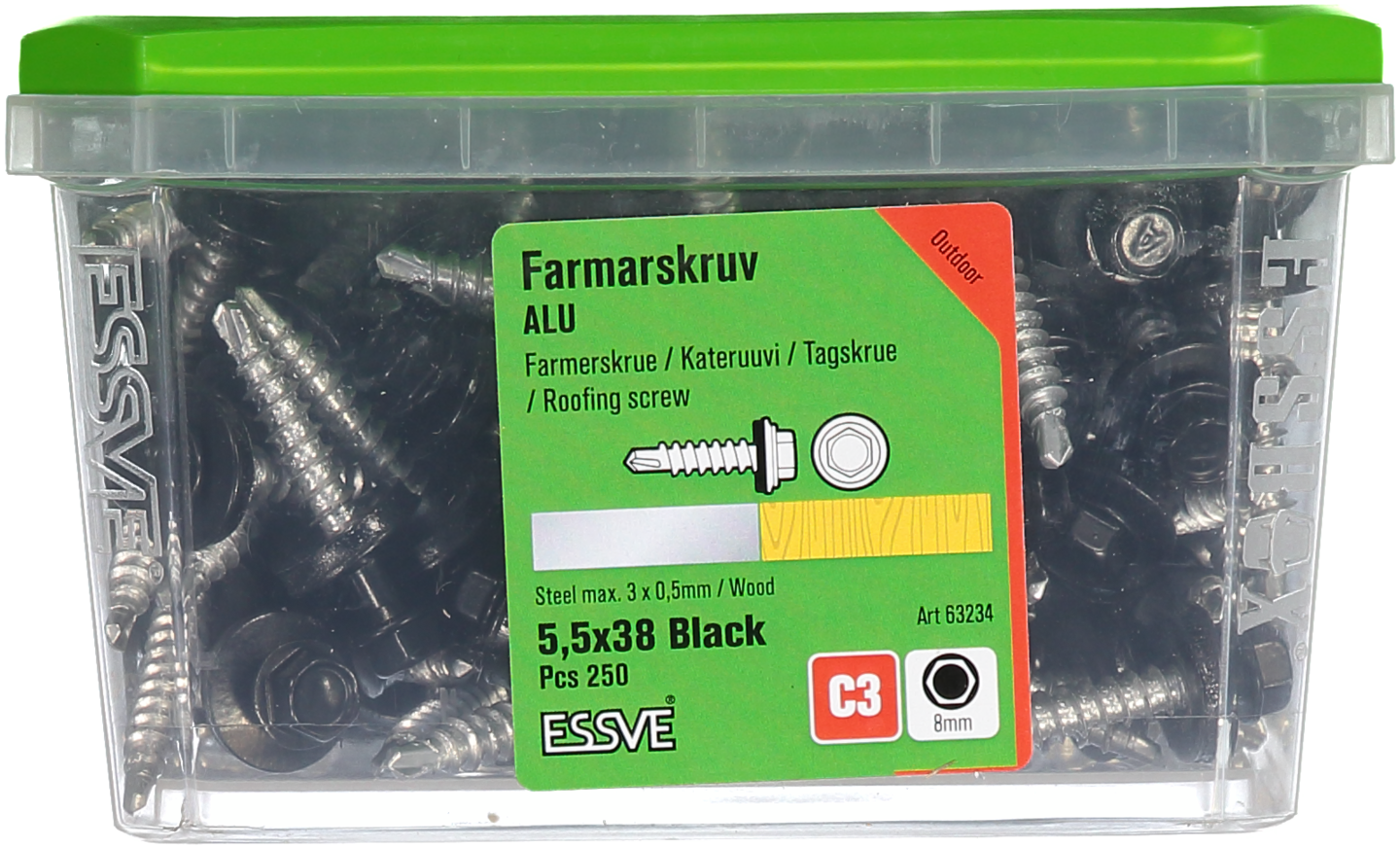 FARMARSKRUV BS ALU SVART5,5X38 250ST