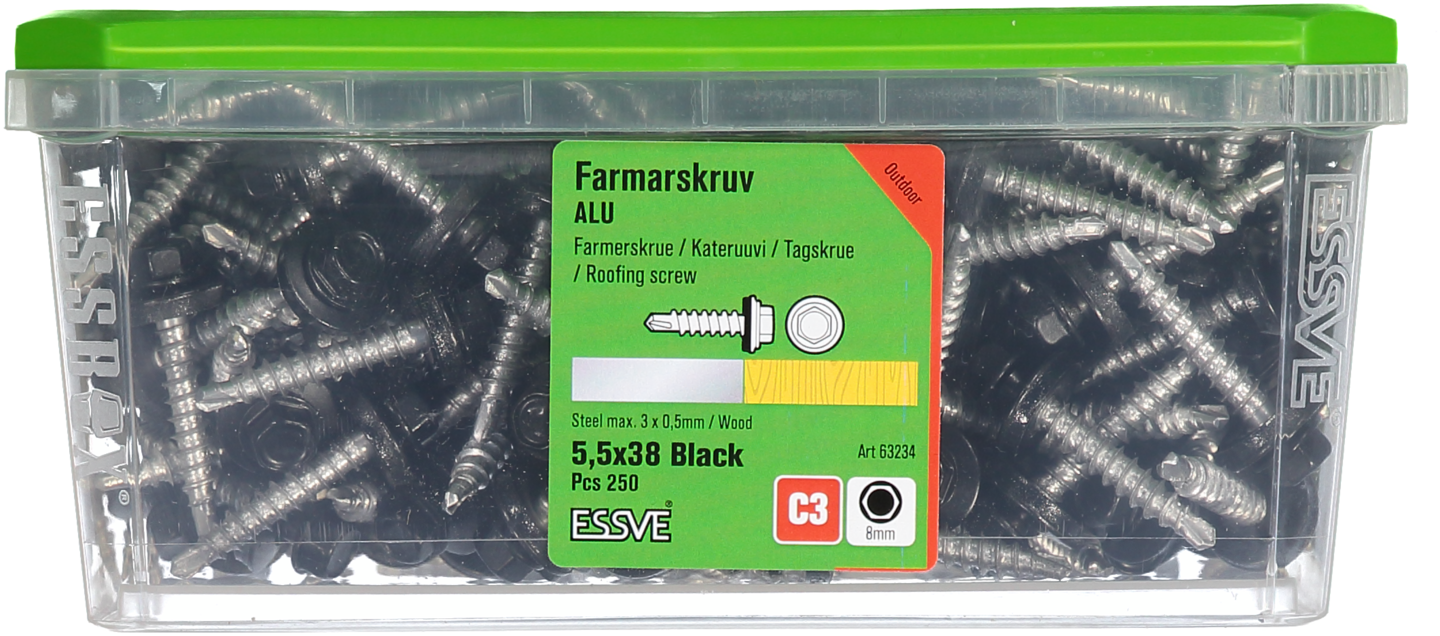 FARMARSKRUV BS ALU SVART5,5X38 250ST