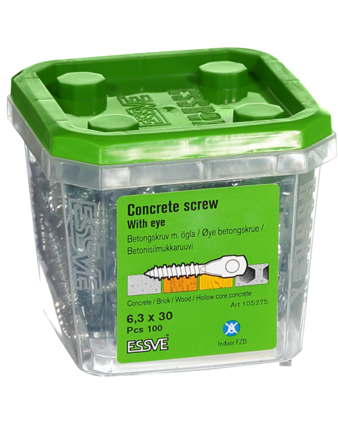 ÖGLEBETONGSKRUV FZB 6.3X30 100ST