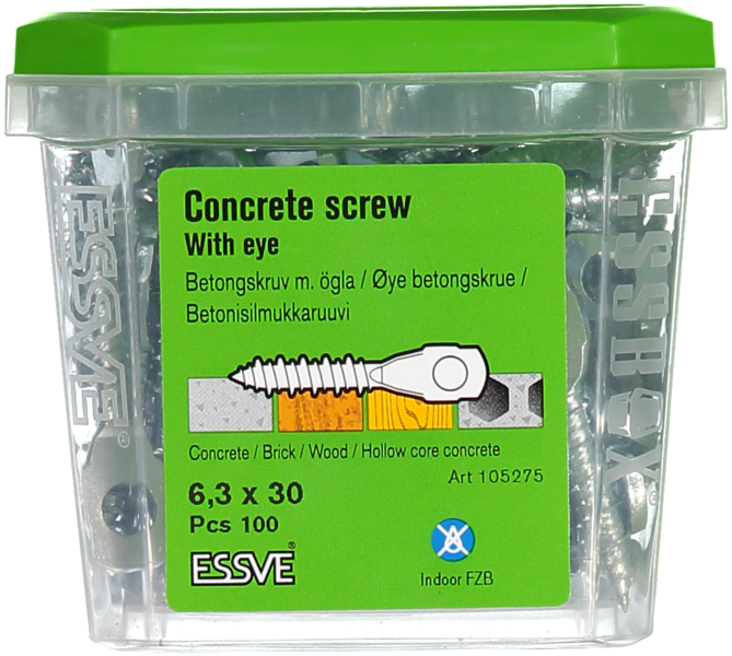 ÖGLEBETONGSKRUV FZB 6.3X30 100ST