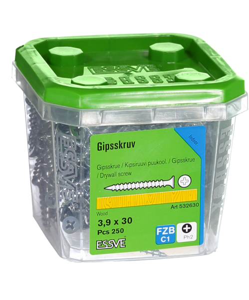 GIPSSKRUV TRÄ 3,9X30 250ST TRÄREGEL FZB