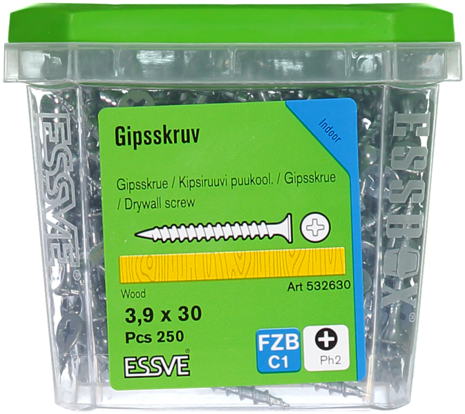 GIPSSKRUV TRÄ 3,9X30 250ST TRÄREGEL FZB